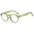 Occhiali rotondi retrò verde traslucido con filtro luce blu e dettagli in argento lucido - Trasparente Anti-Luce Blu / Verde Trasparente