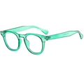 Occhiali tondi retrò verde trasparente anti-luce blu con montura integrale in resina - Grigio Trasparente