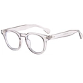 Occhiali tondi grigio trasparente anti-luce blu con dettagli in metallo argento unisex - Verde Trasparente