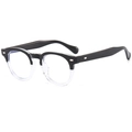 Retro two-tone blue light blocking glasses with black and clear frames and silver rivets - Black to Transparent Gradient