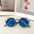 Grijze kattenoor zonnebril voor kinderen met blauwe spiegelglazen en pootafdruk details - Blauw