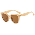 Occhiali da sole cat-eye alla moda con montatura beige e lenti marroni scure - Lenti tè gelatina