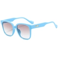 Sky blue oversized square sunglasses with gradient lenses and gold temple accents - Sky Blue
