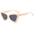 Occhiali da sole retrò cat eye con montatura beige e lenti grigio scuro - Beige