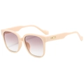 Oversized beige sunglasses with purple gradient lenses and gold metal accents - Beige