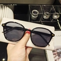 Small frame black sunglasses with grey lenses, gold hinges and white leather case - Black Frame Grey Lens