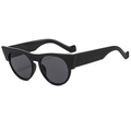 Eleganti occhiali da sole cat-eye neri con montatura spessa e lenti UV grigio scuro - Nero Lucido