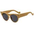 Occhiali da sole cat-eye con montura giallo senape e lenti rotonde grigio scuro - Crema