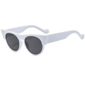 Occhiali da sole cat-eye bianchi con lenti rotonde grigie e protezione dai raggi UV - Bianco Solido