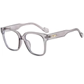 Lunettes de soleil carrées oversize gris translucide avec détails dorés sur les branches - Monture Gris Transparent Verre Clair