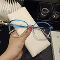 Blue gradient small frame sunglasses with irregular rivets and transparent lower rim - Blue Gradient