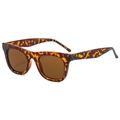 Lunettes de soleil carrées rétro avec monture écaille de tortue et verres bruns - Écaille
