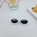 Gafas de sol ovaladas retro con montura blanca brillante y lentes negras de estilo hip-hop - Blanco