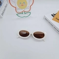 Gafas de sol ovaladas retro con montura de resina blanca y lentes oscuras polarizadas - Champán