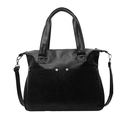 Schwarze Vintage-Einkaufstasche aus Kunstleder mit Vordertaschen und Silbernieten - Schwarz