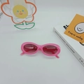Pink oval frame sunglasses with wide temples and dark lenses in a trendy Y2K hip-hop style - Rose Red