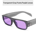 Gafas de sol retro cuadradas con montura gris transparente y cristales morados - Marco Gris Transparente Lente Morada