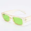 Retro square hip-hop sunglasses with transparent yellow frame and green lenses - Transparent Yellow Frame Green Lens