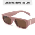 Retro small square hip-hop sunglasses in dusty pink frame with brown tea lenses - Matte Pink Frame Tea Lens