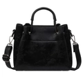 Grand sac cabas noir en similicuir avec motifs floraux discrets et bandoulière - S / Noir