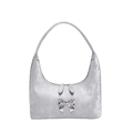 Borsa sottobraccio in PU argento metallizzato con elegante fiocco cromato 3D - Argento