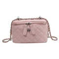 Mini sac matelassé rose avec bandoulière chaîne et breloque fleurie en métal - Grand / Rose
