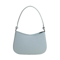 Minimalist light blue leather hobo shoulder bag with silver hardware for spring summer - Blue