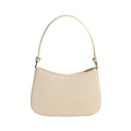 Chic beige faux leather underarm bag with minimalist half-moon design and gold hardware - Off White