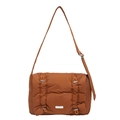Brown quilted crossbody bag for women, stylish large capacity shoulder bag for daily commuting. - Brown