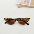Detalle de gafas de sol cat eye con estampado de leopardo y lentes marrones oscuros - Estampado de Leopardo Lente Marrón
