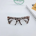 Gafas de ojo de gato con montura de leopardo carey y lentes claras transparentes - Carey Gris