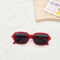 Détail de lunettes de soleil carrées vintage orange avec verres sombres et rivets - Monture Rouge Verres Gris