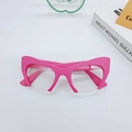 Fuchsia semi-rimless cat-eye fashion glasses with matte frame for trendy street style - Rose Red