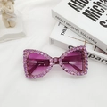 Fashionable butterfly frame sunglasses with purple gradient lenses and rhinestone trim - Amethyst