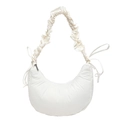 Borsa a mezzaluna color crema minimalista con spalline arricciate e dettagli a fiocco - Bianco