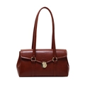 Classic dark brown vintage shoulder bag in smooth leather with gold-tone hardware - 27*10*16 / Brown