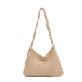 Minimalistische beige gebreide schoudertas met geweven band voor een zomerse look - Khaki