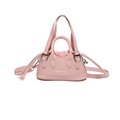 Rosa Mini-Tragetasche aus PU-Leder mit Litschi-Struktur und Kordelzug-Innentasche - Rosa