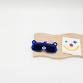 Occhiali da sole blu per bambini a forma di orso su base in legno ondulato con decorazione - Blu Reale