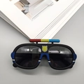 Détail de lunettes aviateur noires mates pour enfants au design de police créatif - Noir