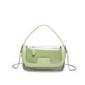 Light green transparent PVC crossbody jelly bag with chain strap and top handle - Green