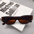 Detail of tortoiseshell cat-eye sunglasses with metal dots on a white book - Transparent Tea