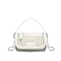 White jelly crossbody bag with transparent PVC outer shell and silver chain strap - White