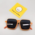 Kids trendy oversized square orange sunglasses with dark lenses for outdoor protection - Orange Frame Grey Lens