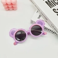 Occhiali da sole polarizzati viola per bambini con orecchie da orso e bordo rosa - Viola