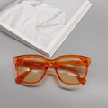 Retro oval sunglasses in translucent orange acetate frame with light brown lenses - Transparent Yellow