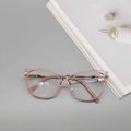Monture de lunettes œil-de-chat en résine rose transparent avec fines branches dorées - Rose Transparent