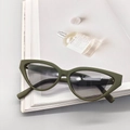 Olive green cat-eye sunglasses with matte frame and grey gradient lenses in a trendy style - Dark Green
