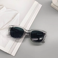 Square translucent gray frame sunglasses with premium dark lenses and metal hinges - Transparent Gray