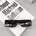 Vintage small square sunglasses for women with thick black frames and dark lenses - Black Frame Grey Lens